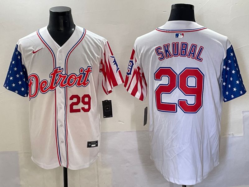 Men Detroit Tigers #29 Skubal White a generation of national flags Jointly Name 2025 Nike MLB Jersey style 2